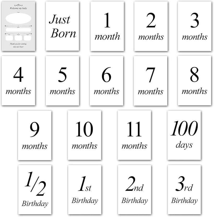月齢フォト マンスリーカード 月齢カード ベビー 赤ちゃん モノクロ