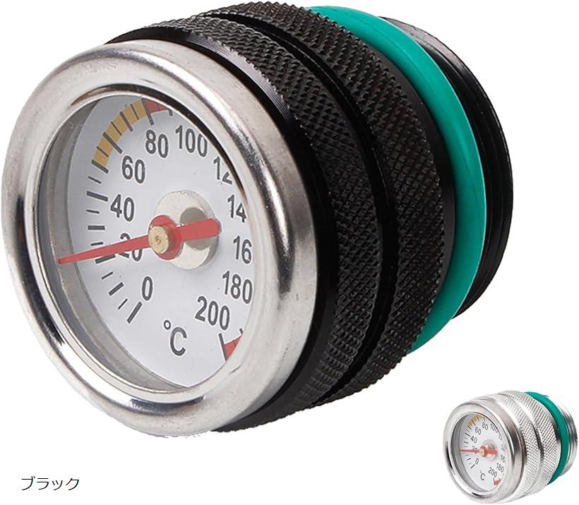 互換品 油温計 バイク オイルテンプメーター 燃料タンクカバー 温度計 アルミニウム オートバイ M30xP1.5 ブラック
