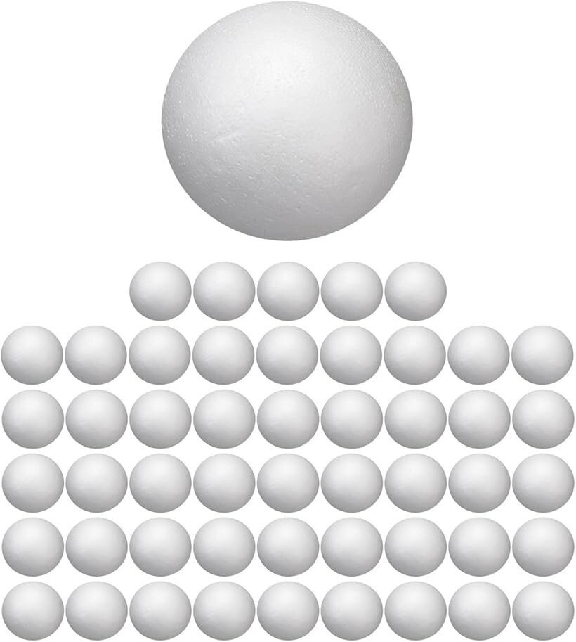 Rakuten - 発泡ボール 球体 大容量セット 発泡スチロール フォームビーズ 梱包材 衝撃吸収 DIY 手芸 工作 (3cm， 50個)