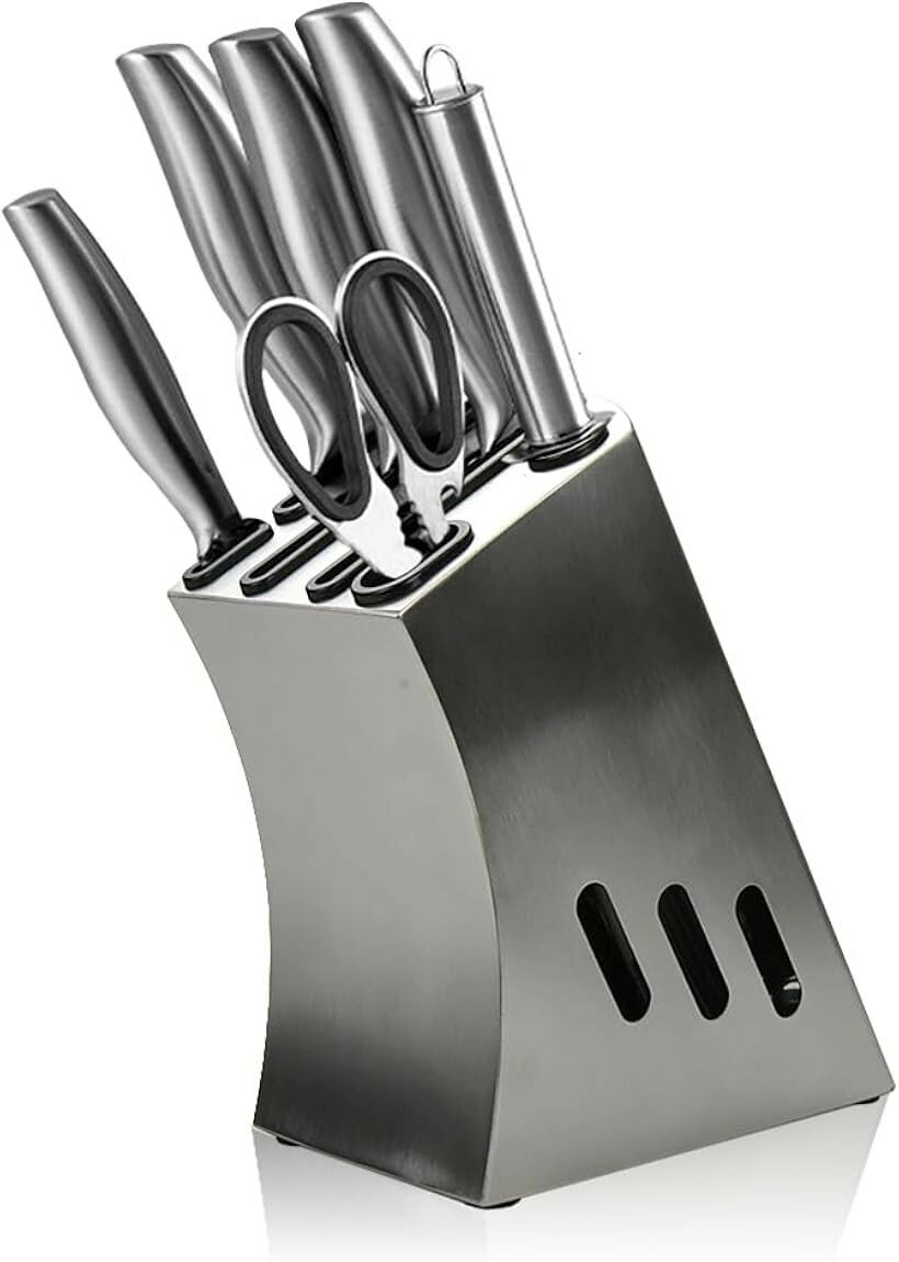 ステンレス鋼製包丁スタンド スマート収納 キッチンバサミ 水切り 丸洗い 滑り止め付き 通気性 コンパ..