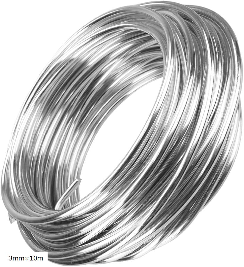 ワイヤー アルミニウム製 手芸 DIY ハンドメイド クラフト 切断可能 加工 アート作品作り 3mmx10m 3mmx10m