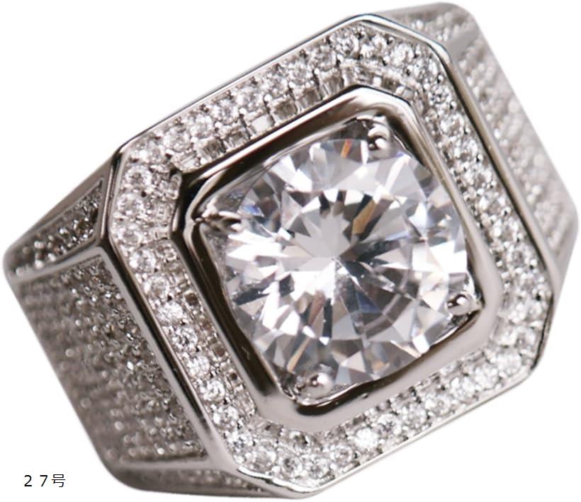 アイルポ 男の 指輪 オール ストーン シルバー リング ケース 付き V.20号 19号 21号 22号 24号 27号