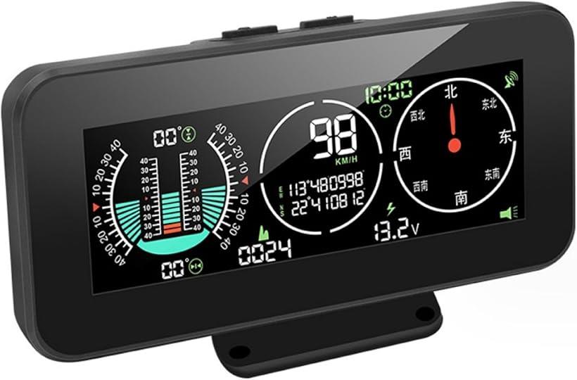 互換品小型 クリノメーター HUD GPS 電子コンパス 車 速度計 車の角度 傾斜計 ピッチ角 水平 バッテリー電圧 自動調光 LCD表示 過速度警報機能 オフロード 汎用品