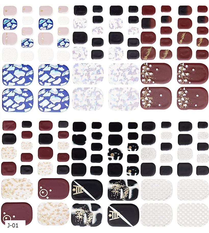 6種類 損傷のない 足の爪 ネイルシール ネイルステッカー ネイルラップ リアルネイルジェールステッカー 可愛い おしゃれ F-02 F-06 F-04 J-0...