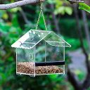 バードフィーダー 透明 野鳥 餌台 えさ入れ 給餌器 吊り下げ 巣箱 アクリル 家型 1個