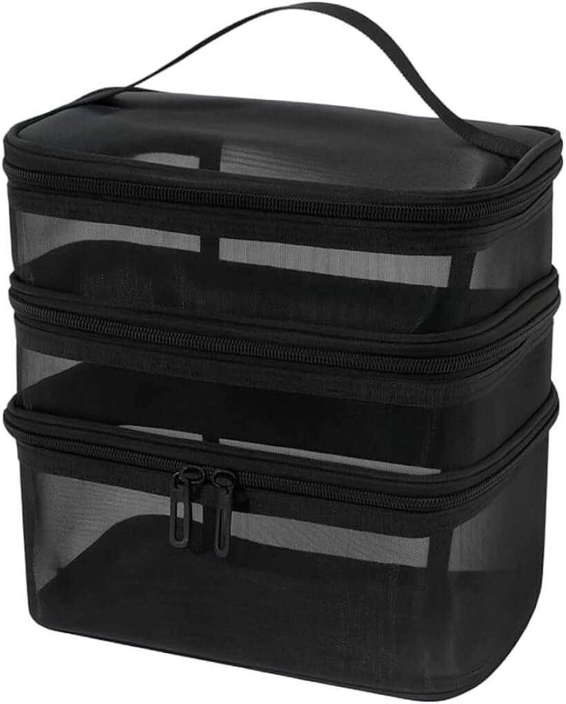 Rakuten - 化粧ポーチ 化粧品 収納 トイレタリーバッグ メイク トイレタリー商品 旅行 (三層ブラック)