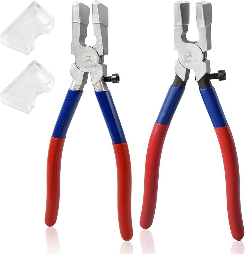2本セット 平ヤットコガラスカッター ランニングプライヤー ゴムキャップ 平ペンチ ガラス切りニッパー..