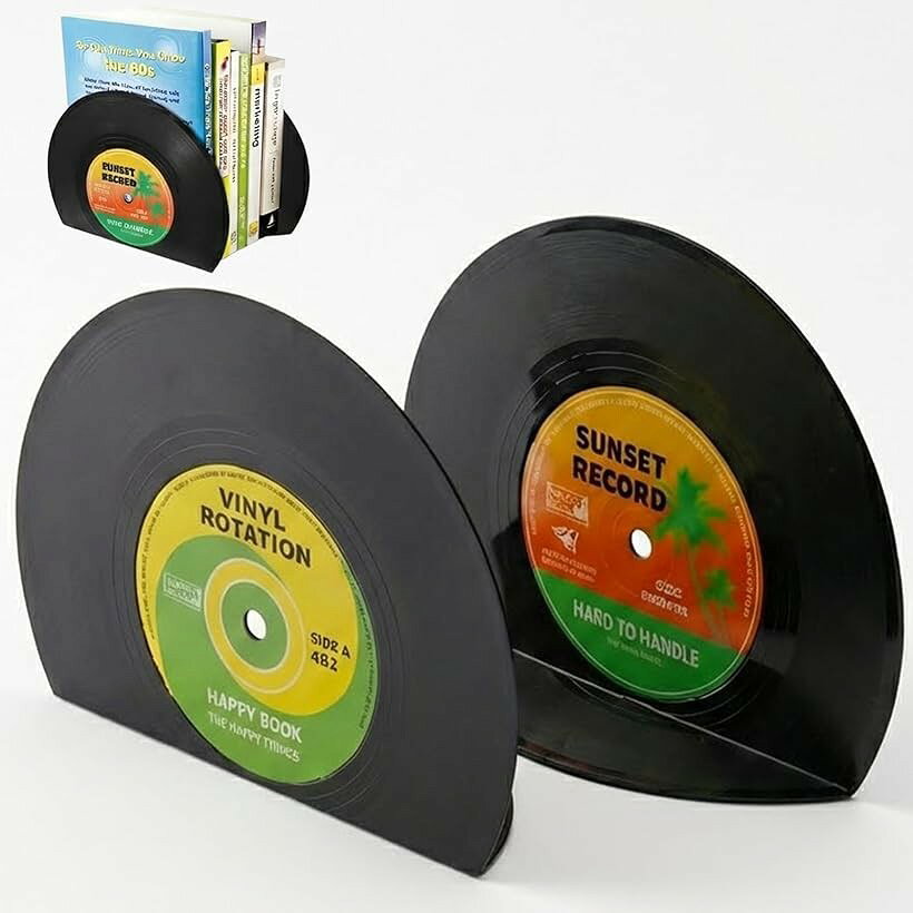 音楽好きへのギフトに最適なレコード型ブックホルダー。ヴィンテージ装飾のようなブックエンドのおしゃれな2個セットは、本立てストッパーホルダーやブックスタンドとして、卓上をレトロで黒くクールにまとめます。卓上だけでなく本棚の整理にも役立つ本立てストッパーホルダー。ヴィンテージなレコード型デザインが空間に個性を与え、本立や本置きとして使うたびに気分が上がるスタイリッシュな逸品で快適さと楽しさを提供。左右バラバラにしたり柄を反対にしたりと、お好みで使い方を変えられる、見るだけで楽しいブックエンド。1個ずつ別の場所に使用したり固定する本の幅も変えることができ卓上収納で大変重宝します。2個セットでお得なレコード型ブックは、book standや本スタンドとして左右で対になるデザイン。スタイリッシュなブラックカラーは、自立する卓上のアクセントとして空間を彩る装飾品となります。ブラックの樹脂素材は耐久性もあり、ストッパーやホルダーとして大切な本が倒れないよう守る、実力派のブックスタンド。お手入れも簡単で長くお使いいただけます。※ 他ネットショップでも併売しているため、ご注文後に在庫切れとなる場合があります。予めご了承ください。※ 品薄または希少等の理由により、参考価格よりも高い価格で販売されている場合があります。ご注文の際には必ず販売価格をご確認ください。※ 沖縄県、離島または一部地域の場合、別途送料の負担をお願いする場合があります。予めご了承ください。※ お使いのモニタにより写真の色が実際の商品の色と異なる場合や、イメージに差異が生じることがあります。予めご了承ください。※ 商品の詳細（カラー・数量・サイズ 等）については、ページ内の商品説明をご確認のうえ、ご注文ください。※ モバイル版・スマホ版ページでは、お使いの端末によっては一部の情報が表示されないことがあります。すべての記載情報をご確認するには、PC版ページをご覧ください。