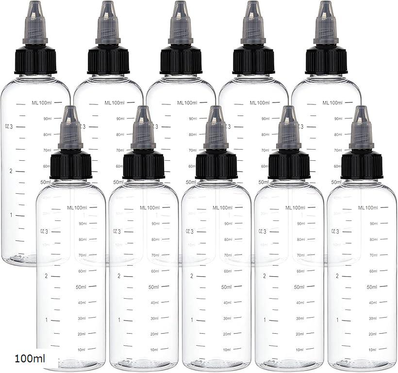 【楽天ランキング1位入賞】10個100ml ドロッパーボトル 目盛り ツイストキャップ クリアボトル グルー ..