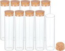 10個60ml ガラス試験管 ガラス瓶 コルク栓付 高さ129mm 直径30mm フラット