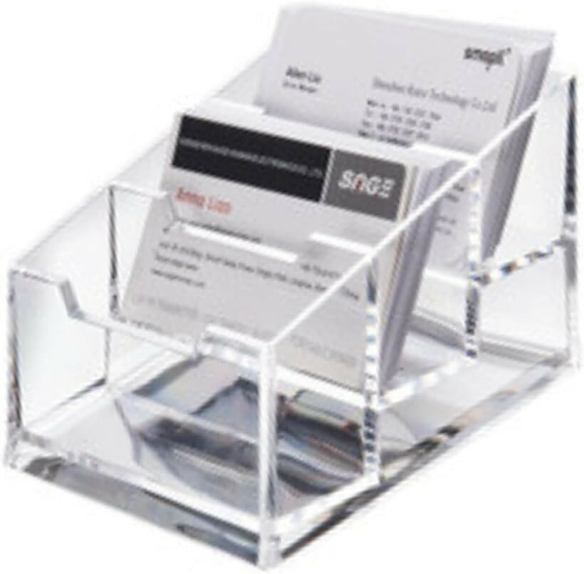 名刺スタンド カード立て 仕切り アクリル製 卓上 カードホルダー 名刺保管 受付 クリア 3段式