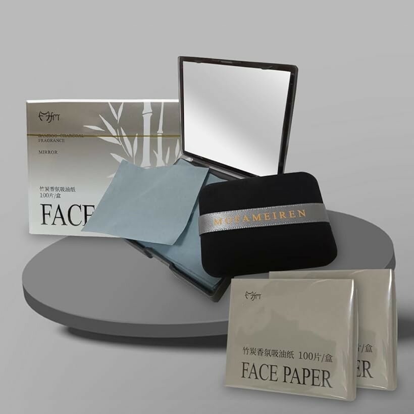 Blotting Paper - あぶらとり紙 油とり紙 脂取り紙 化粧直し メイク直し シート (竹炭black 300枚入り)