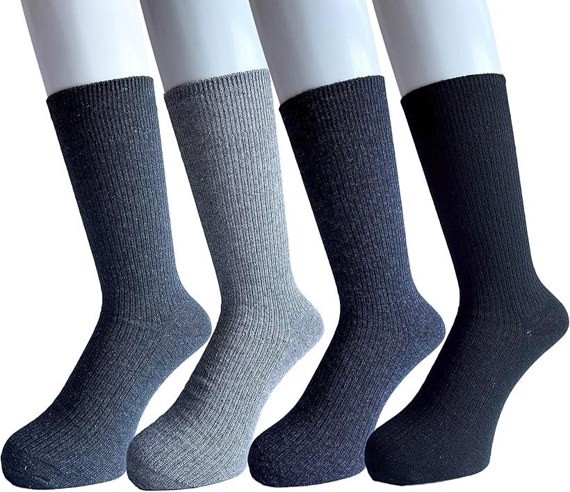 ソックス メンズ あったか 厚手 冬 紳士 靴下 ビジネス リブ 保温 防寒 毛混 4足セット 色はお任せ D21