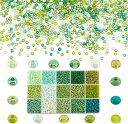 12000個 ビーズ手芸 2mm ガラス製 シードビーズ 緑 ガラスビーズ 小さなクラフトビーズ 丸形 DIY用品 手芸用品 ジュエリー用 アクセサリーパーツ