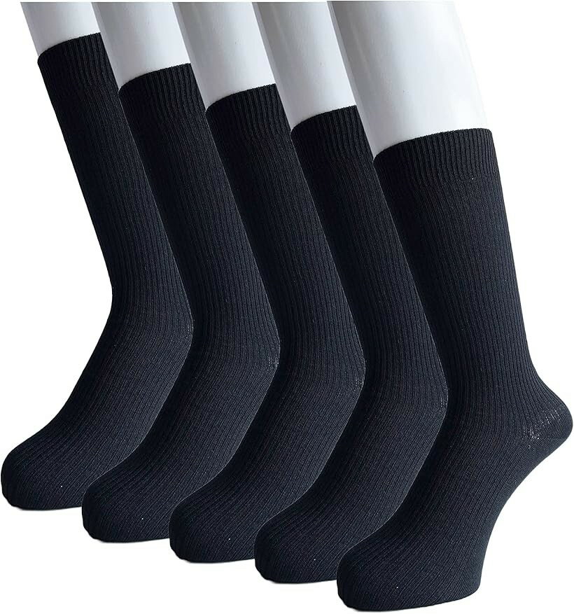 Rakuten - 靴下 メンズ 25-27cm 黒 セット ビジネス ソックス 学生 スポーツ 綿 リブソックス 通勤 通学 綿混 5足セット (ブラック, 25-27)