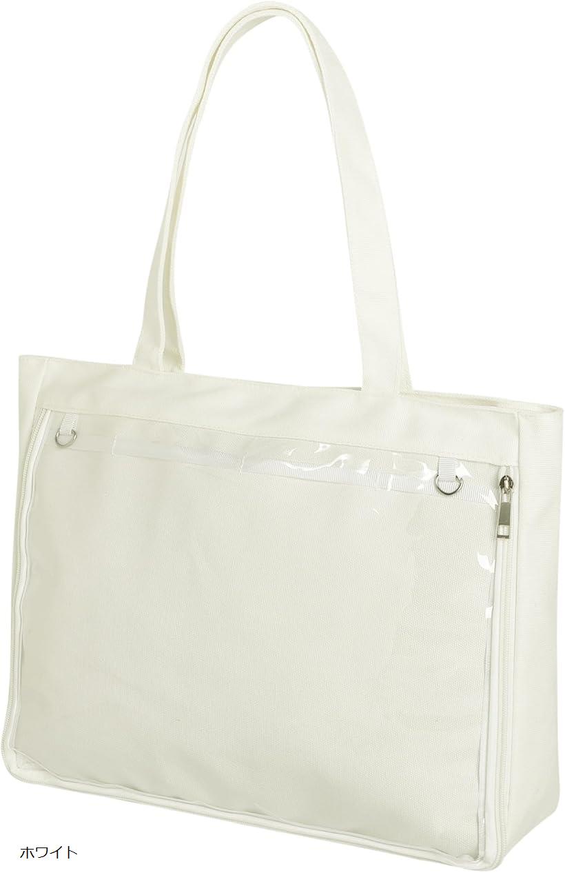 クリア トート バッグ キャンバス 生地 素材 パネル 片面 スケルトン 透明 レディース 女性 用 推し 推しバッグ 痛バッグ 推し活 見せ 丈夫 春 夏 秋 冬 カバン かばん 鞄 ホワイト