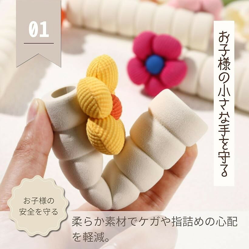 エムラインストアのドアノブカバー お花 柔らかい 子供 衝撃防止 保護カバー ドア安全カバー 4個セット (イエロー, 長さ13.5cm、内径2cm)｜アングル3