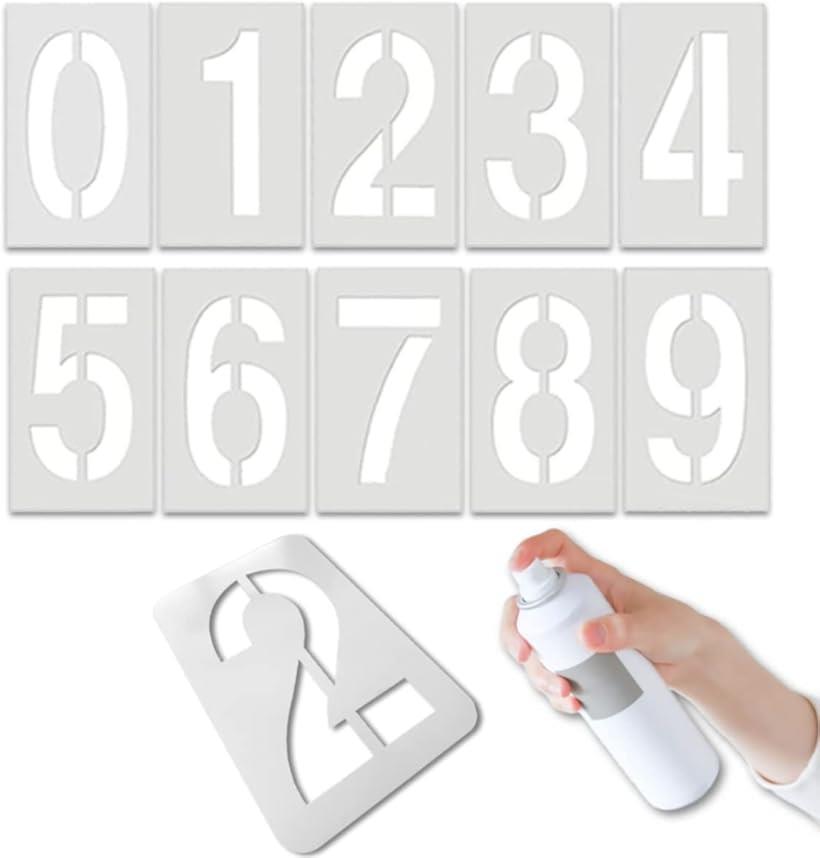 駐車場 番号 線引き ステンシル プレート 白線 ナンバー 数字 ライン シート スプレー 吹きつけ 25cm