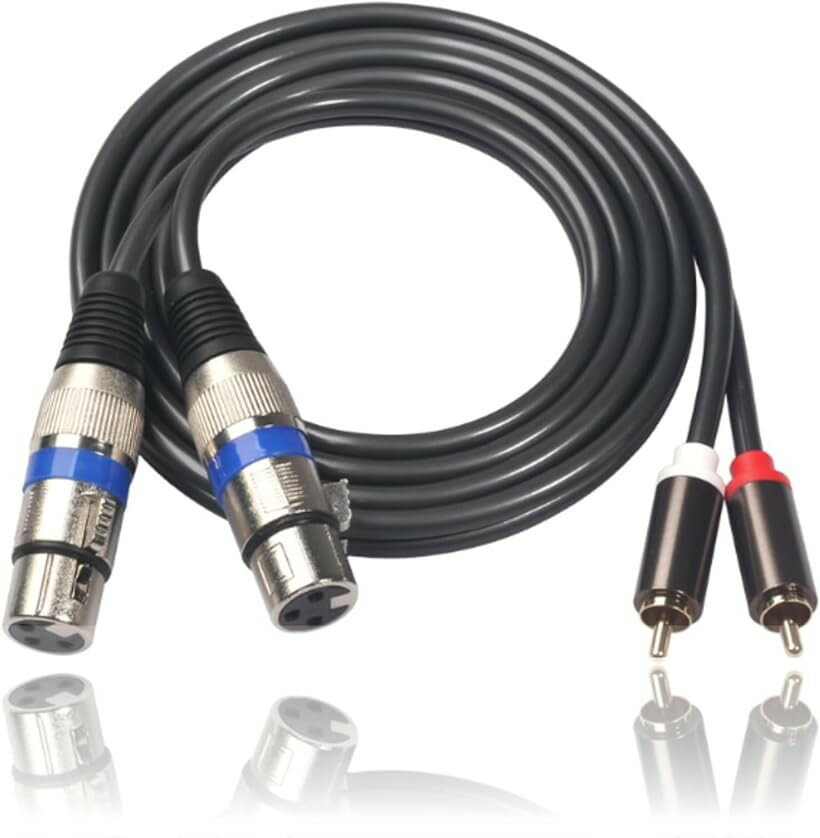 「2XLR to 2RCA変換ケーブル」オーディオ機器、アンプ、ミキサーなど、多様なデバイス間での信号変換を実現する高互換性ケーブルです。「優れた耐久性」高品質PVC素材を使用した二重構造で、ケーブルの長寿命です。音質劣化を防ぎ、安定したパフォーマンスを提供します。「金メッキコネクター採用」伝送効率に優れた金メッキ端子により、クリアでノイズの少ない音質を実現します。「高い耐久性」外部からの損傷を防ぐ設計で、長期間の使用にも対応。外出先やスタジオでの使用にも最適です。「多用途な使用環境」ホームシアター、プロフェッショナルな音響設備など、あらゆる場面で活躍する変換ケーブルです。※ 他ネットショップでも併売しているため、ご注文後に在庫切れとなる場合があります。予めご了承ください。※ 品薄または希少等の理由により、参考価格よりも高い価格で販売されている場合があります。ご注文の際には必ず販売価格をご確認ください。※ 沖縄県、離島または一部地域の場合、別途送料の負担をお願いする場合があります。予めご了承ください。※ お使いのモニタにより写真の色が実際の商品の色と異なる場合や、イメージに差異が生じることがあります。予めご了承ください。※ 商品の詳細（カラー・数量・サイズ 等）については、ページ内の商品説明をご確認のうえ、ご注文ください。※ モバイル版・スマホ版ページでは、お使いの端末によっては一部の情報が表示されないことがあります。すべての記載情報をご確認するには、PC版ページをご覧ください。ケーブルタイプ：2XLR to 2RCA変換ケーブル 素材：高品質PVC、金メッキ端子 ケーブル長さ：1.5m 互換性：オーディオ機器、アンプ、ミキサー、マイクなど 耐久性：二重列PVC構造、長寿命設計 使用環境：プロフェッショナルなスタジオ、家庭の音響システム