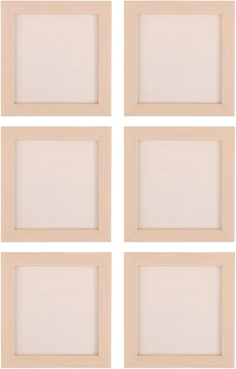 キャンバスボード 木製パネル 画材 正方形 6個セット (茶色, 12cmx12cm)