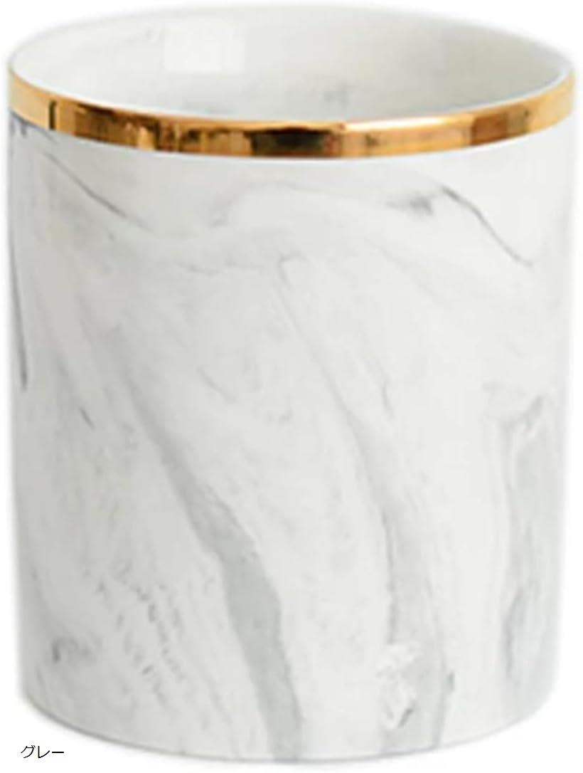 メイクブラシスタンド 大理石柄 セラミック製 メイクブラシ収納 ペン立て メイクブラシケース グレー