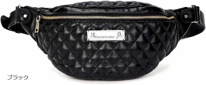 ボディ バッグ ウエスト ポーチ メンズ 斜めがけ 前掛け 肩掛け アウトドア 合皮 ブラック(4)