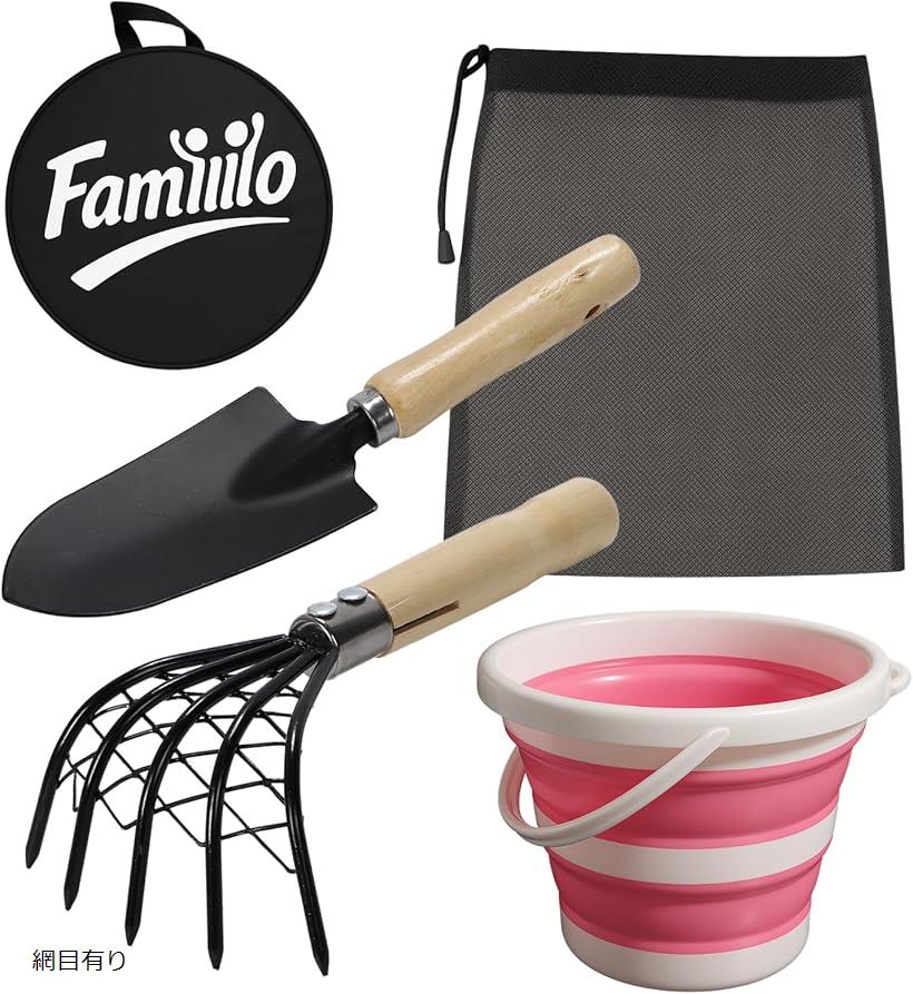 【楽天ランキング1位入賞】収納袋付き 潮干狩りセット 折り畳みバケツ 熊手 スコップ 貝掘り アサリ ハ..