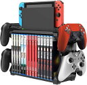 コントローラスタンド・ゲームソフト収納スタンド 多機能縦置きスタンド 最大15枚 簡単組立DIY Switch/PS4/PS5/Xboxコントローラー対応