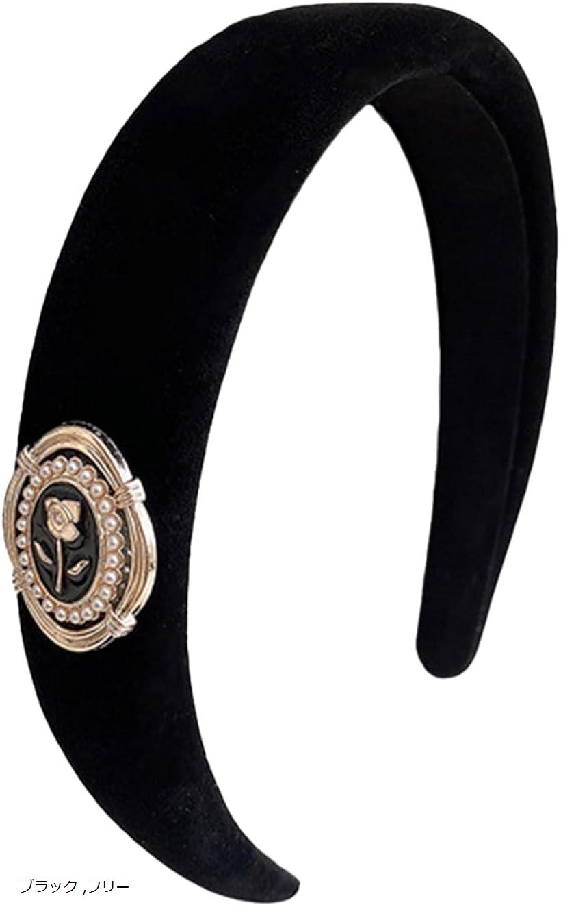 カチューシャ 痛くないカチューシャ ヘアアクセ ヘアアクセサリー レディース ベロア パール 太め 人気..