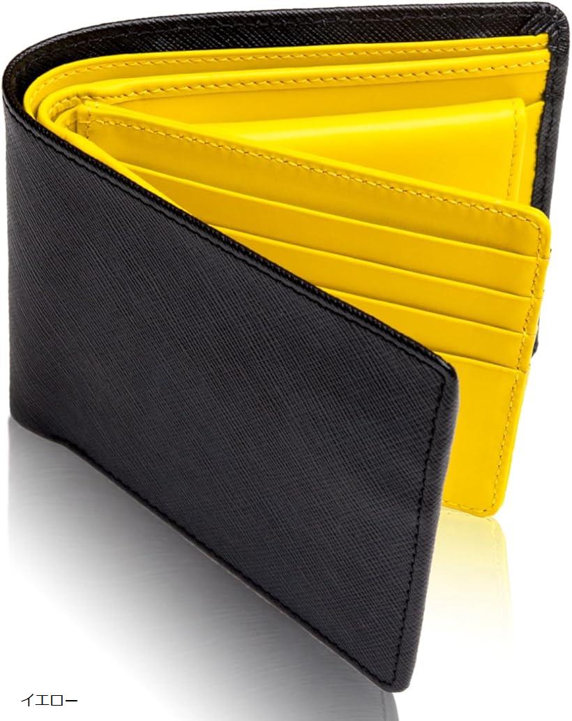 財布 メンズ 2つ折り カード17枚 二つ折り 本革 プレゼント 二つ折り財布 8 グリーン ネイビー ブラウン ブラック レッド イエロー