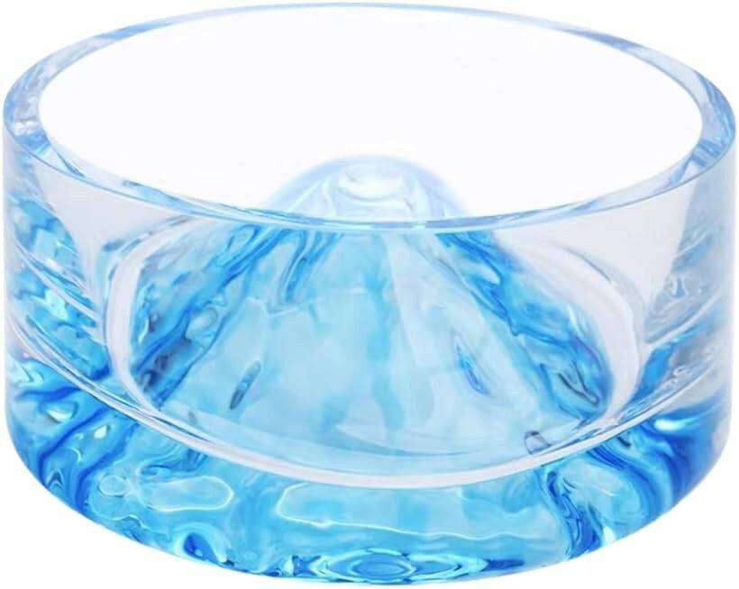 互換品 ハムスター 水入れ 小動物 ウォーターボウル 水飲み ペットの癒し 餌入れ 置き型 富士山型 クリスタルガラス チンチラ デグー (ブルー)