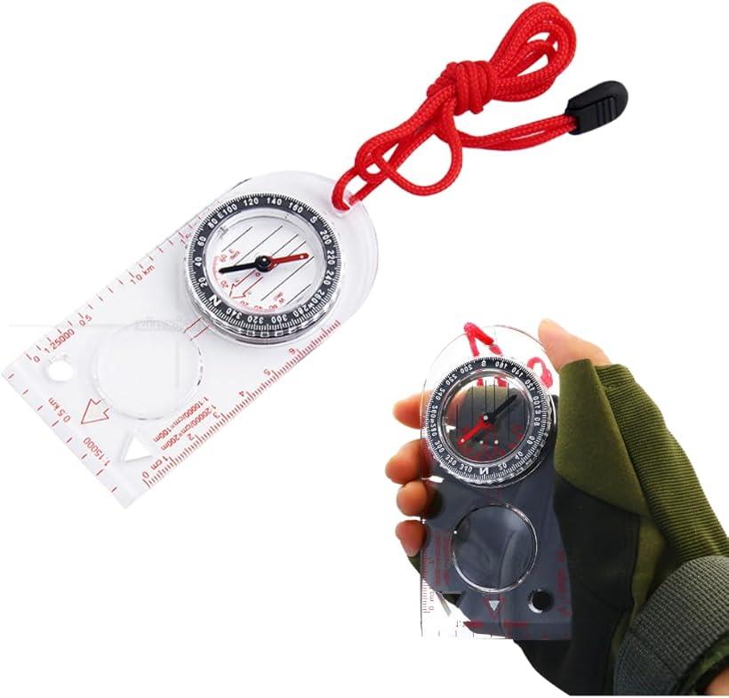 コンパス 方位磁石 方位磁針 小型 アウトドア 登山 多機能 ルーペ スケール付き