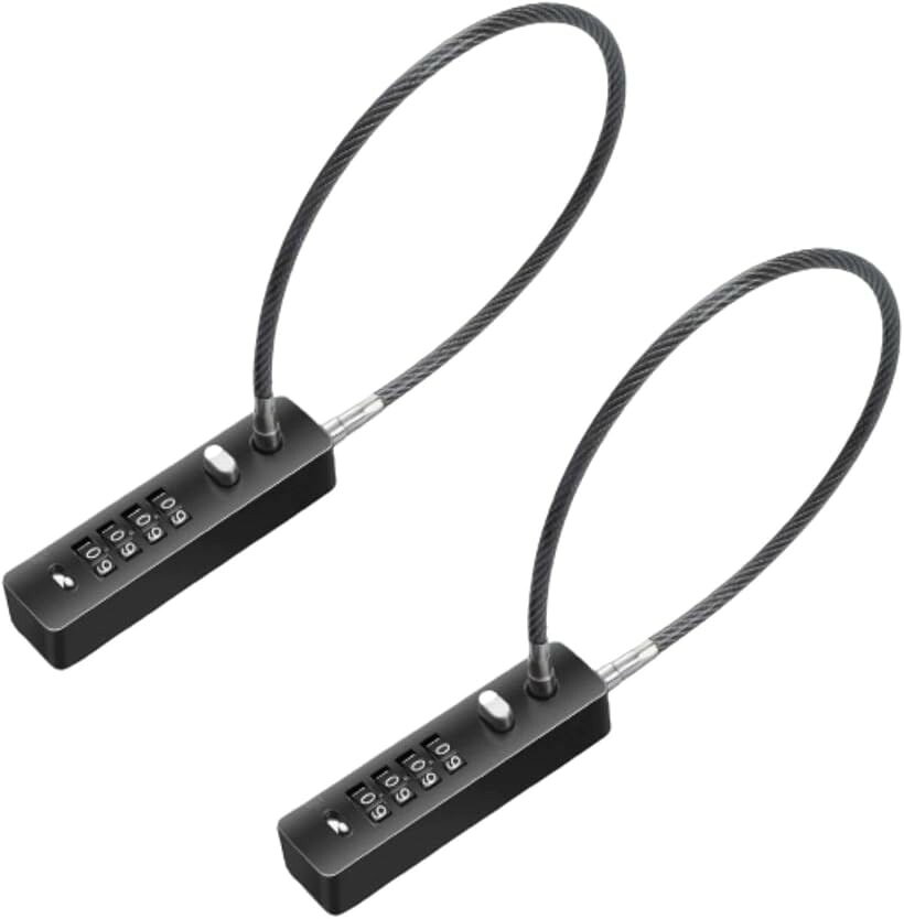 MONOSTORE ワイヤーロック 3桁 ダイヤル式 ヘルメット 荷物ロック 自転車 スーツケース 防犯 2個セット (ブラック30cm)