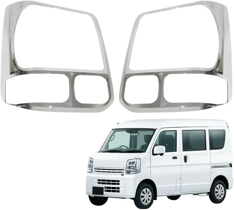 スズキ エブリイ DA17V DA17W ヘッドライトガーニッシュ カバー ハロゲン車用 メッキ 光沢 左右セット 外装 ドレスアップ カスタムパーツ