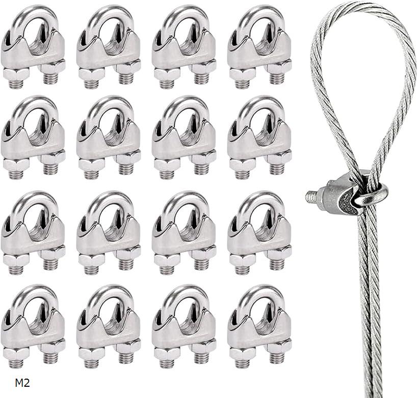 同舟 ワイヤークリップ 16個セット 収納ケース付き SUS304 ロープ止め ステンレス 固定金具 ワイヤロー..