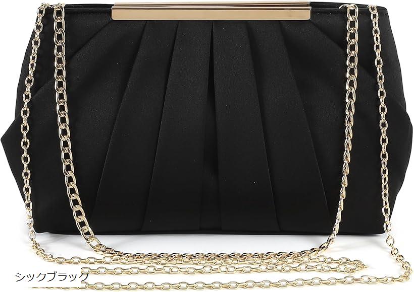モノマーク結婚式 バッグ クラッチバッグ パーティーバック 2種チェーン付き 豪華 フォーマルバッグ 3WAY 高級 シャンパンゴールド シルバー シックブラック