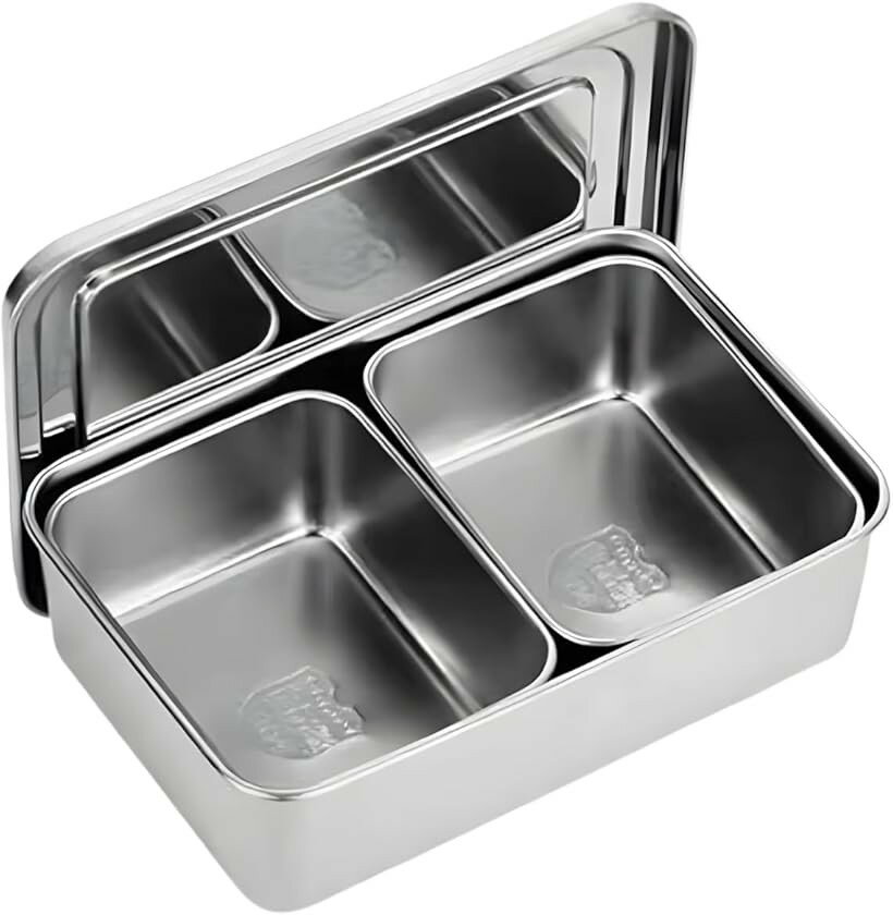 調味料入れ スパイスボックス ステンレス 薬味入れ 高強度高耐食でずっと使えるSUS304製 保存容器 バット 深型バット 蓋付き 小分け 料理 業務用 (シルバー2個入り, 普通)