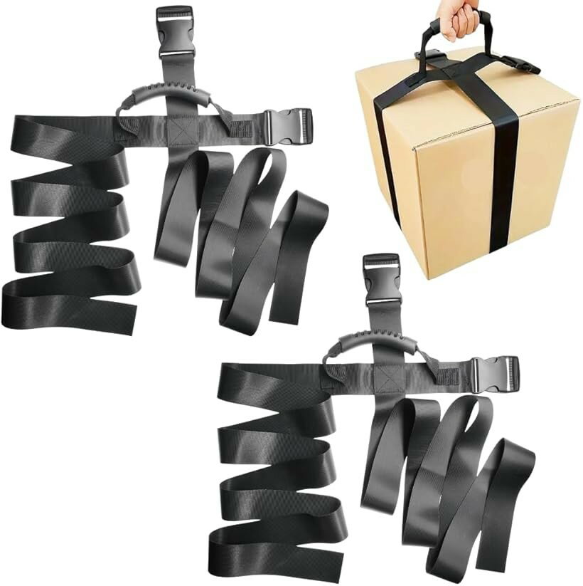 運搬ベルト キャリーベルト ダンボール 取っ手 後付け 運搬の救世主 重い荷物を運ぶ道具 重量物運搬 1人用 ストラップ 引越し 大掃除 (十字2個)