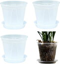 スリット鉢 植木鉢 透明 プランター プラスチック 皿付き 4号 4個セット 観葉植物