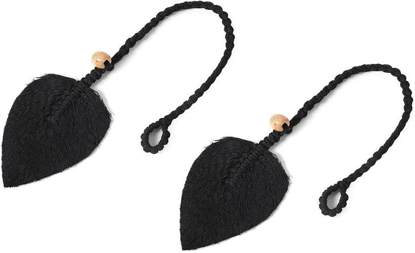 カーテンタッセル 2個セット 葉っぱ おしゃれ カーテン留め リーフ デザイン かわいい 飾り アクセサリー ロープ 紐 締め 窓 装飾 インテリア