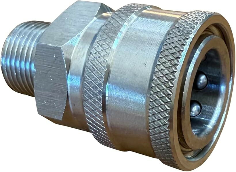 ワンタッチ カプラー SUS 304 ステンレス 鋼 高圧洗浄機 ホース 接続 汎用 ソケット アダプター (シルバー, メス-G3/8おねじ)