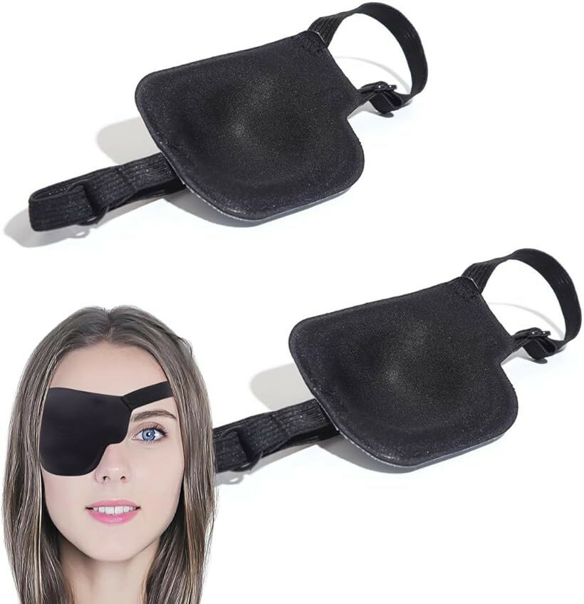 眼帯 片目 おしゃれ アイパッチ 右目 立体 遮光 保護 アイマスク 2個セット 左目2点(4.0)