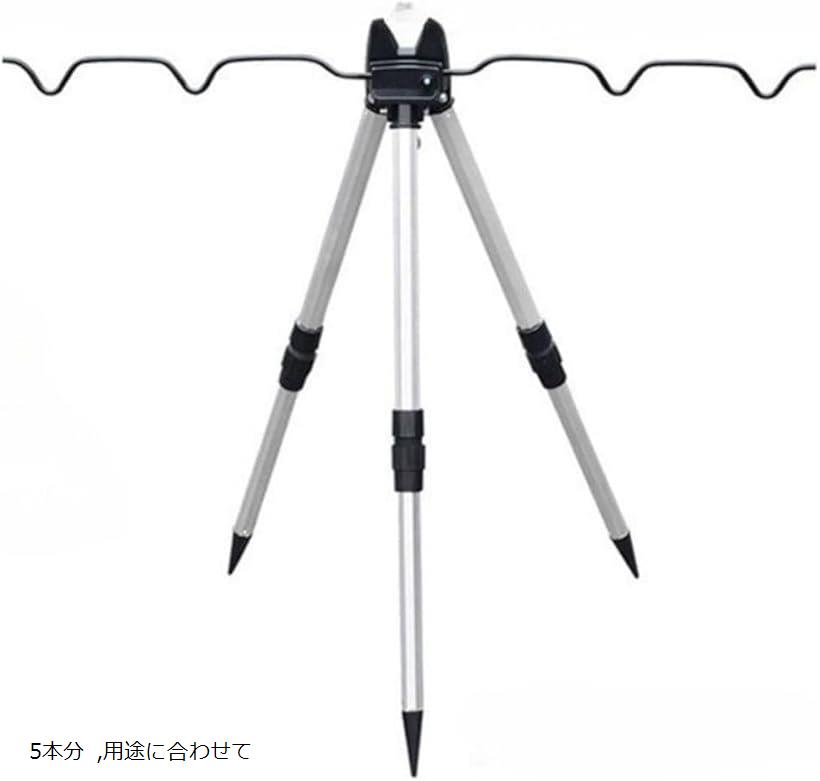 ロッドホルダー アルミニウム合金 三脚 軽量 頑丈 コンパクト収納 釣り用 多機能 スタンド 5本分 用途に合わせて
