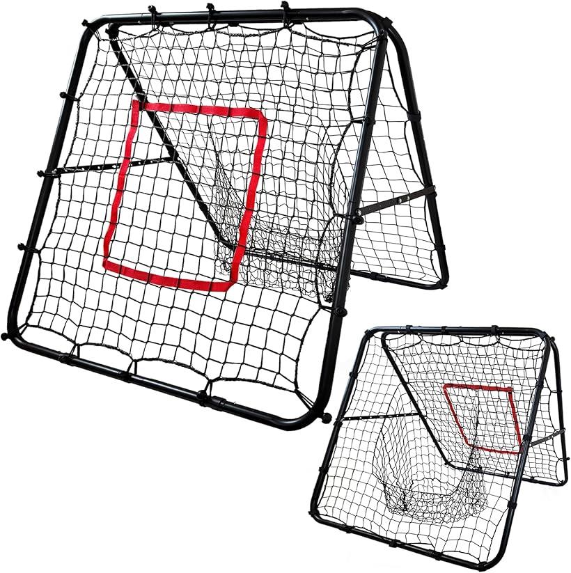 デュオバウンサーネット 2way 両面仕様 リバウンドネット トレーニングネット 100cmx100cm 折りたたみ式 室内外兼用 網袋付 5段階角度調整 サッカー