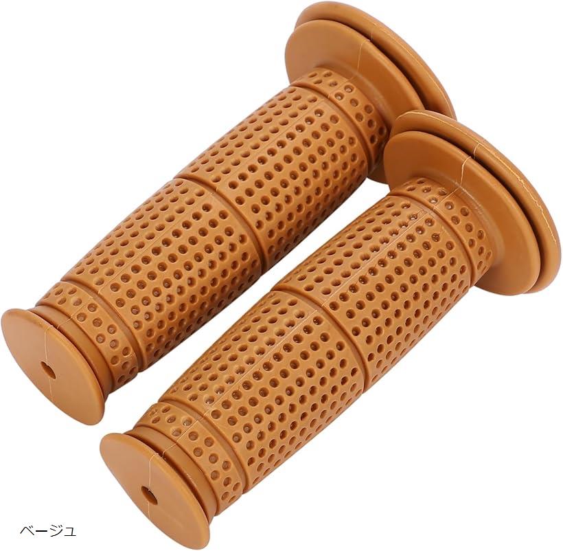 互換品nakira バイク グリップ 原付 ハンドル 樽型 22.2mm 左右セット ラバーE型 ブラウン ブラック レッド ベージュ