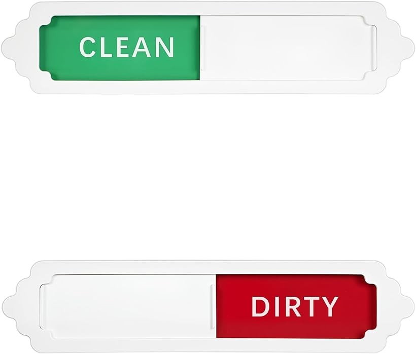 食器洗い機用マグネット Clean Dirty 2枚入り スライド式 読みやすい キッチン テープ付き