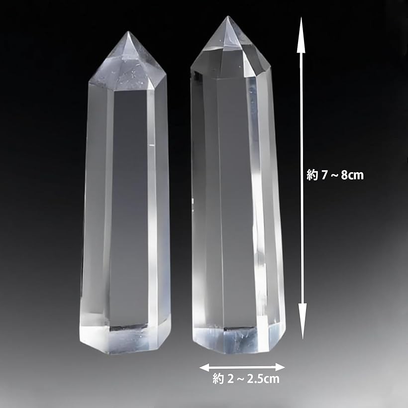 天然水晶 クリスタル 水晶クラスター 六角柱 幸運の石 標本 厳選 置き物 原石 天然石 透明度が高い 観賞用 風水 家のインテリア 1個 高さ約7～8cm幅約2～2.5cm (透明です, 高さ約7 ～ 8cm)