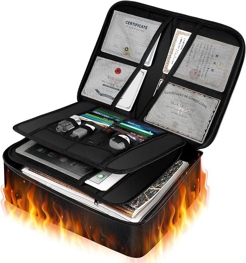 耐火バッグ 耐熱温度1200℃ 書類収納バッグ 防水耐火 パスワードロック 大容量 貴重品 収納ケース STB300