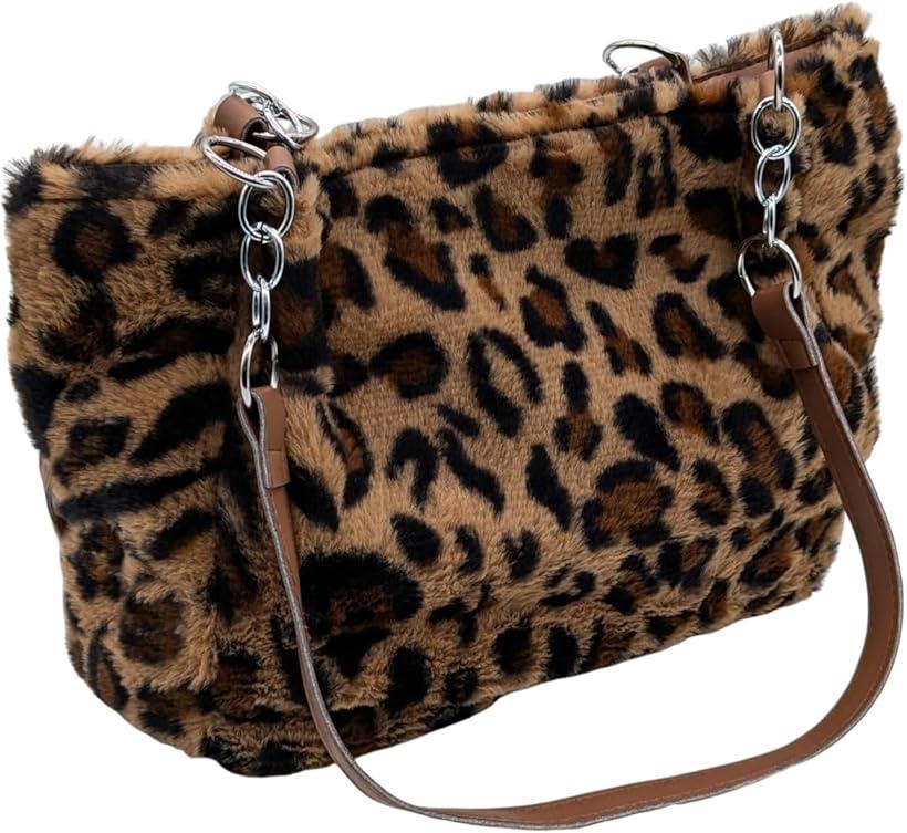 トートバッグ レディース ヒョウ柄 ファー レオパード 肩掛けバッグ