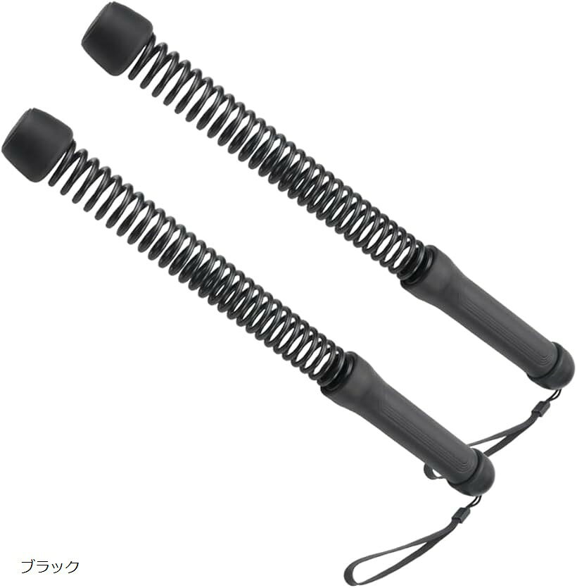 トレーニング用バトルロープ 男女兼用 ロープレス コンパクト ストラップ付き スプリング ブラック